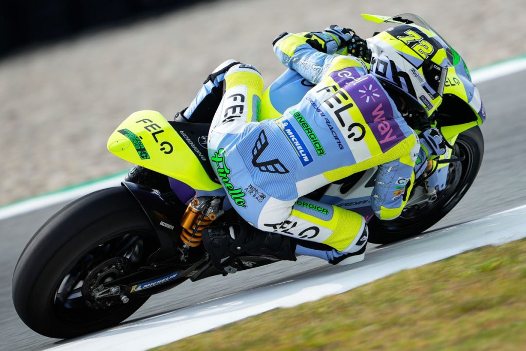 Alessio Finello competing with the MotoE in Assen