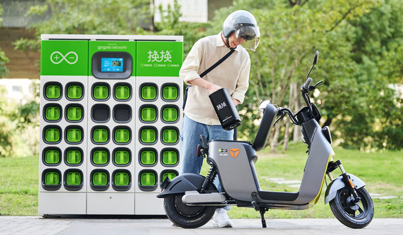 A battery swap station in Gogoro