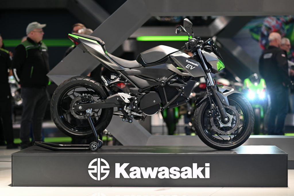 The prototype of Kawasaki's first electric motorcycle
