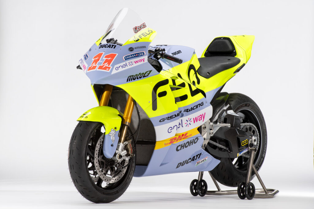 La Ducati MotoE del team FELO Gresini Racing 2023