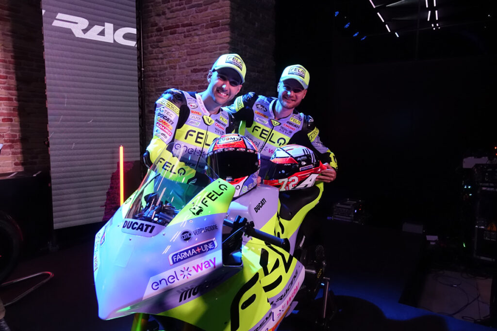 Matteo Ferrari e Alessio Finello, i piloti del team FELO Gresini Racing MotoE 2023 con la nuova Ducati V21L 