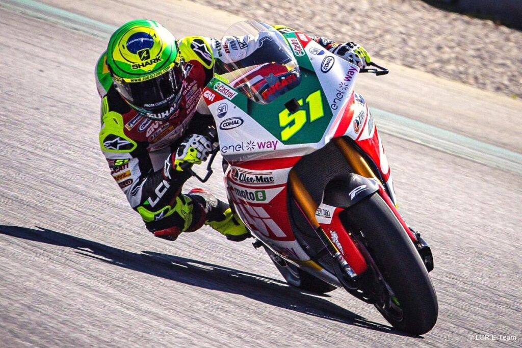 Eric Granado in pista a Barcellona con la MotoE dell'LCR E-Team