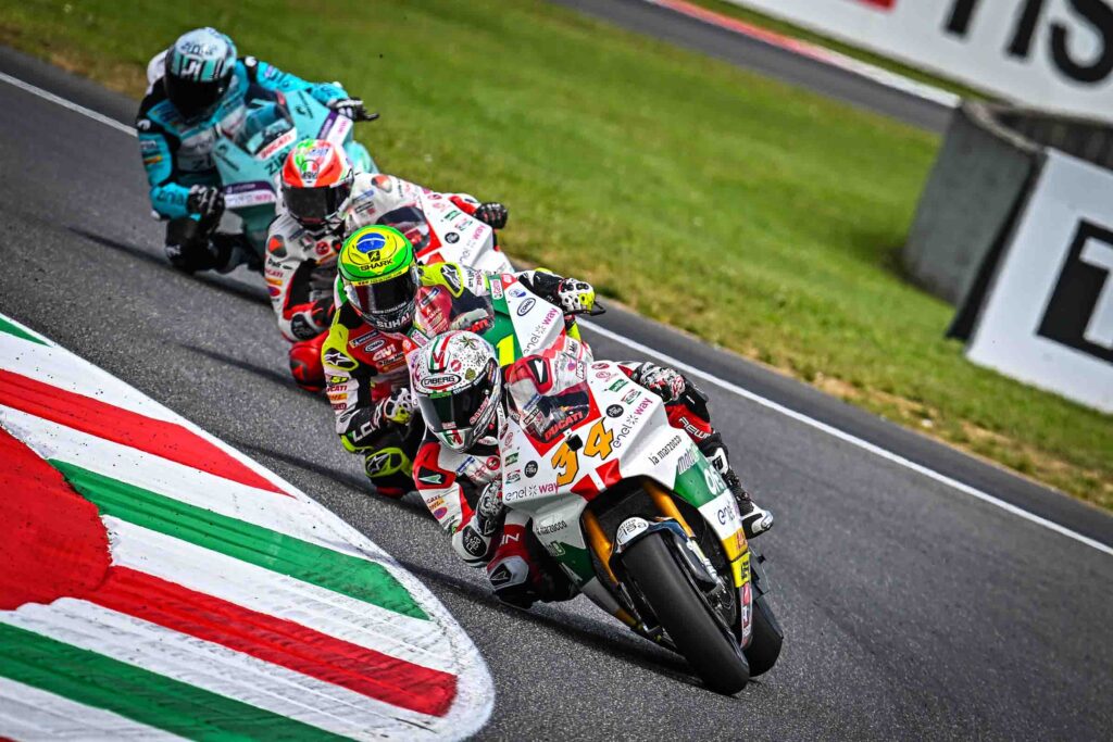 Kevin Manfredi con la Ducati MotoE nel 2023 al Mugello