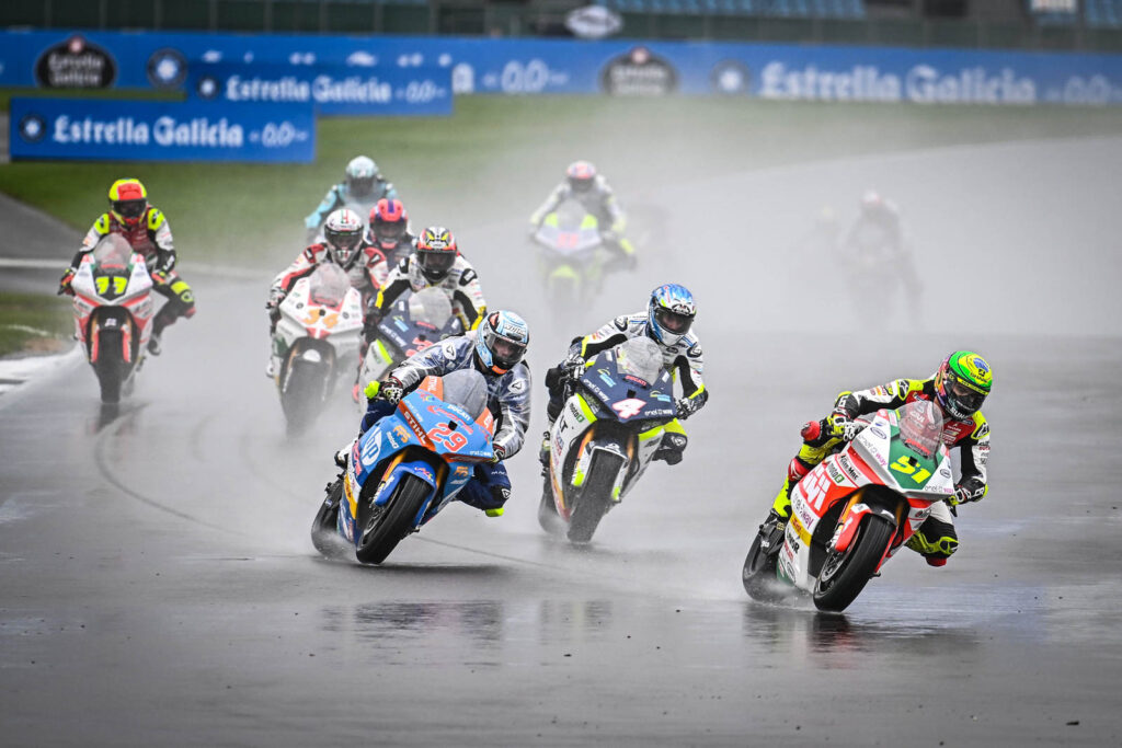 Un momento del GP della MotoE a Silverstone