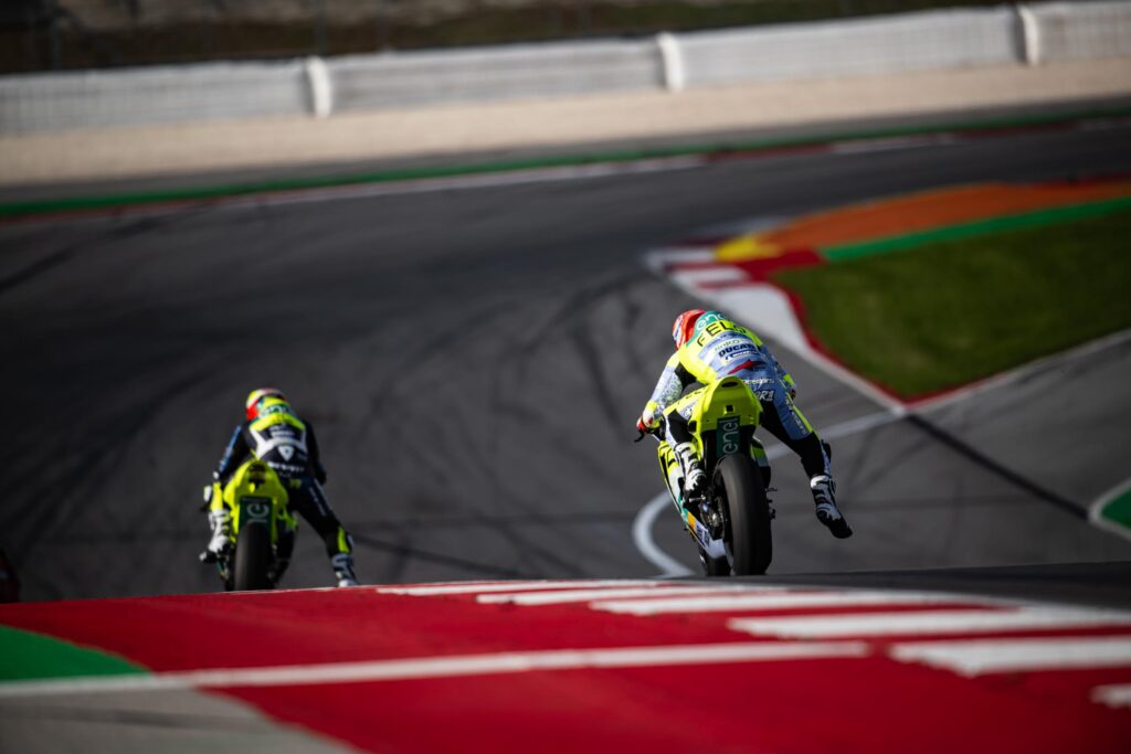 Matteo Ferrari con la Ducati V21L del team Felo Gresini MotoE durante i test 2024 a Portimao