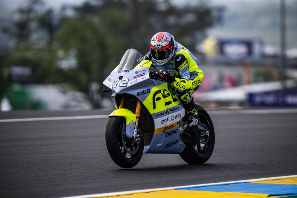 Alessio Finello con la Ducati V21L del team Felo Gresini MotoE a Le Mans