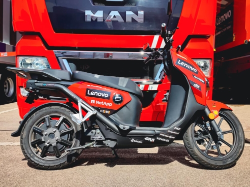 The VMotoSoco CPx electric scooter of the Ducati Lenovo MotoGP team